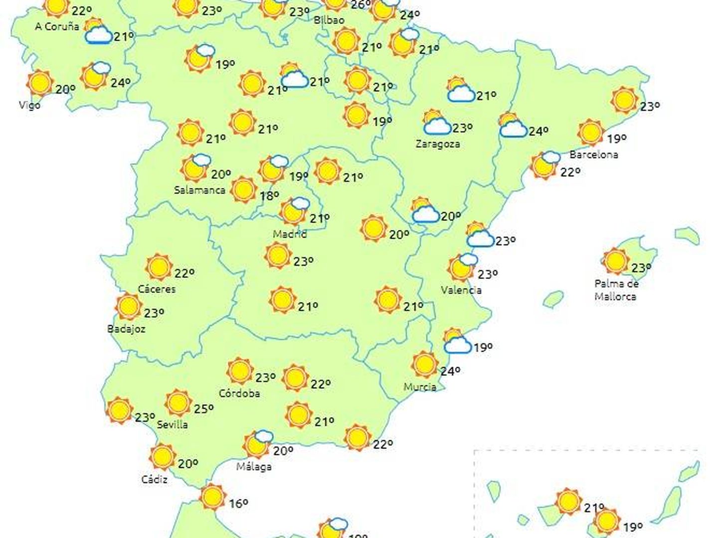 Sol en toda España el miércoles. (Eltiempo.es)