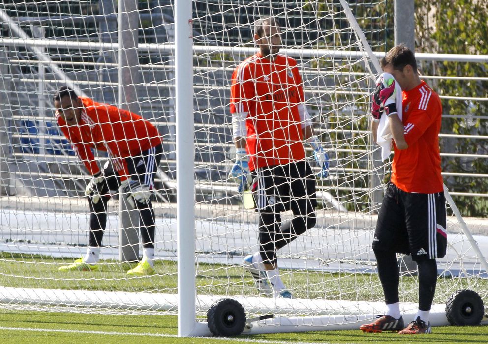 Foto: Keylor Navas, Diego López y Casillas, durante el entrenamiento del martes por la tarde (EFE)