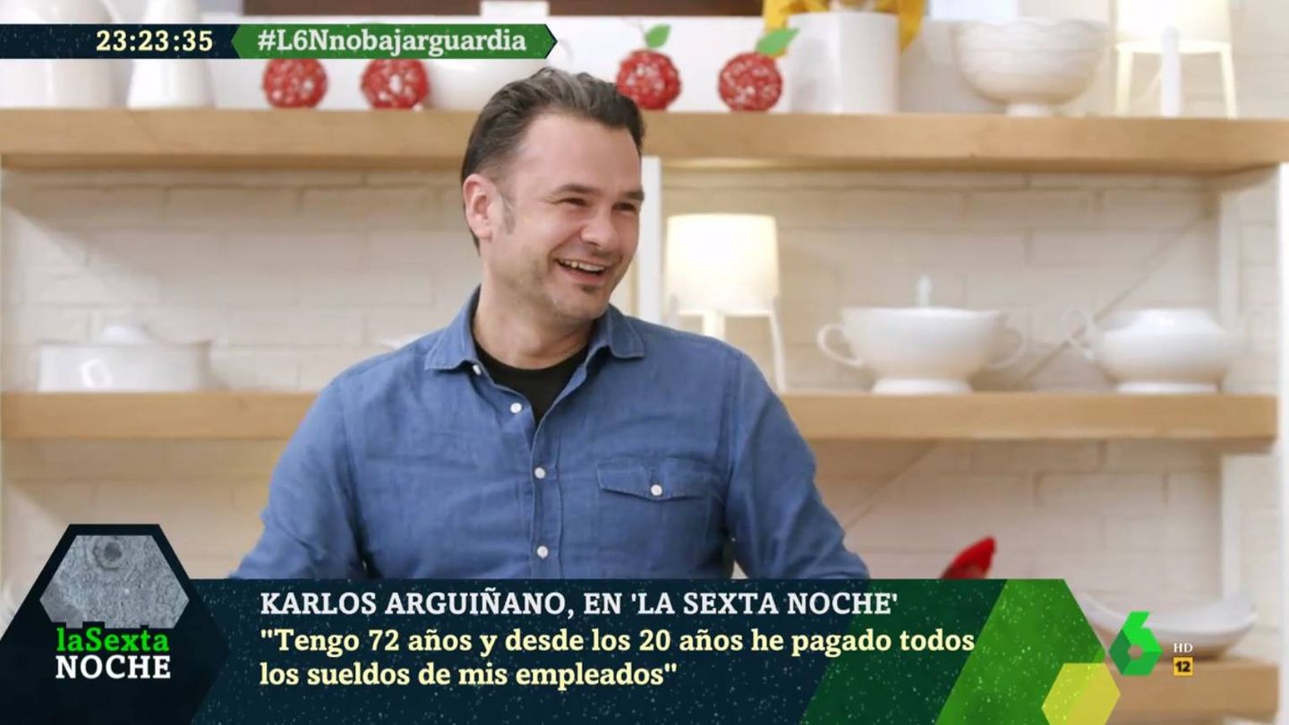 Iñaki López, en la cocina de Karlos Arguiñano. (Atresmedia)