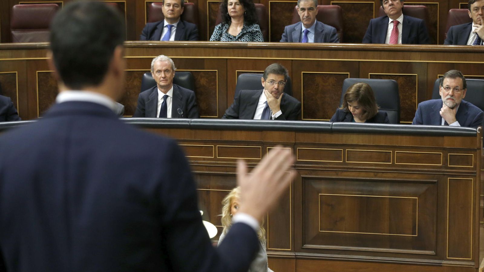 Foto:  El secretario general del PSOE y líder de la oposición, Pedro Sánchez, durante su intervención hoy en la sesión de control (Efe)