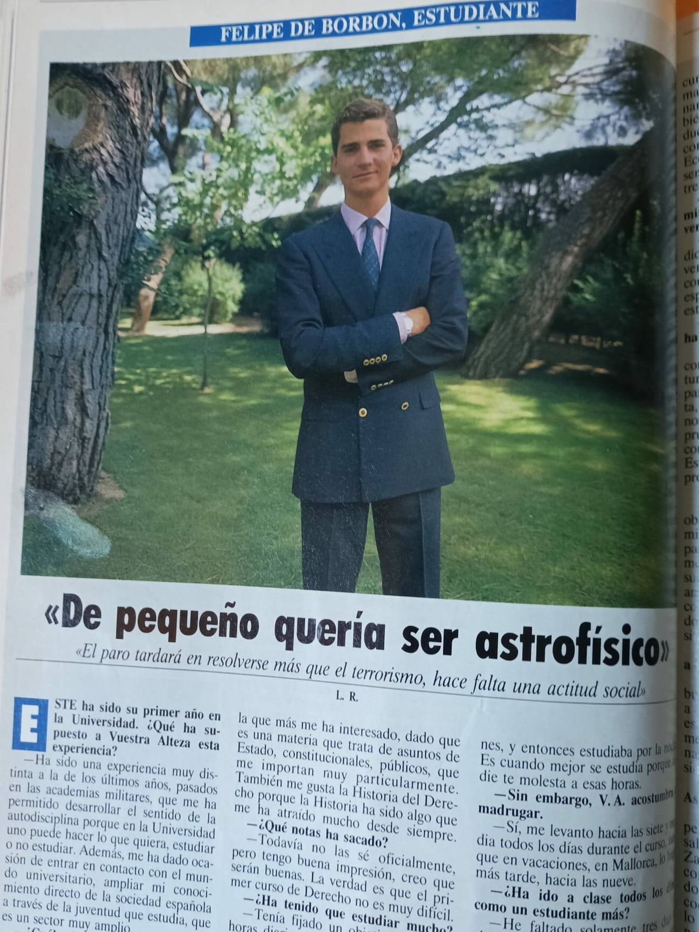 Entrevista a Felipe en la revista 'Tiempo'. (Tiempo)