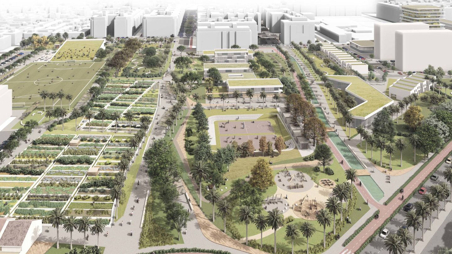 El proyecto de Metrovacesa concentraba las zonas verdes en la almendra central del plan. 
