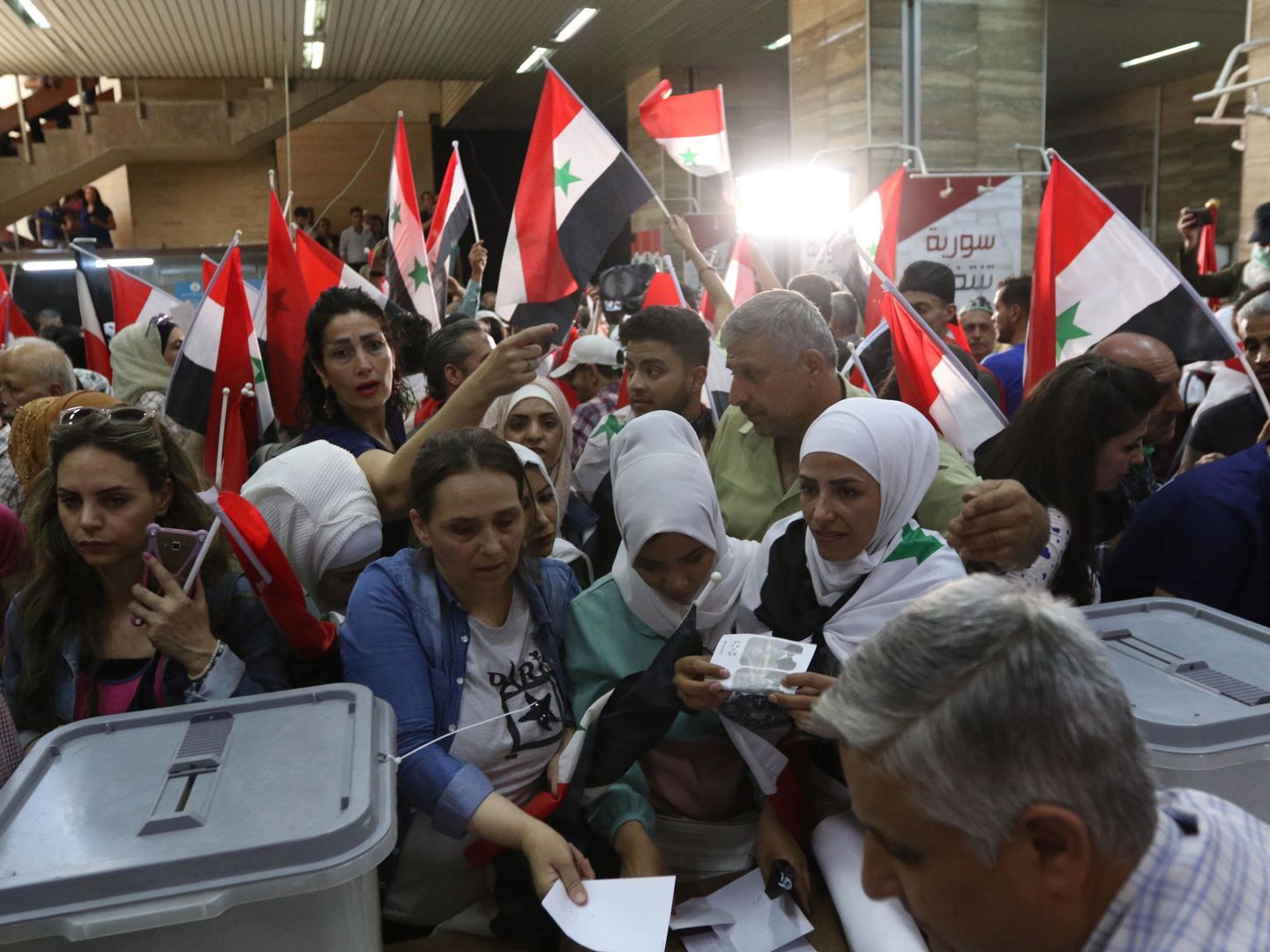 Escenas de votación en Damasco (EFE)