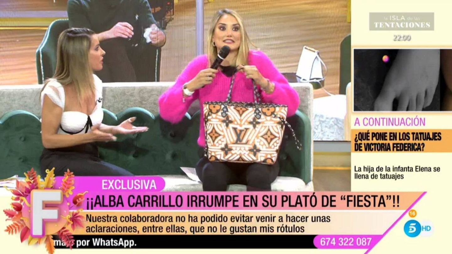 Alba Carrillo abandona el plató de 'Fiesta'. (Mediaset España)