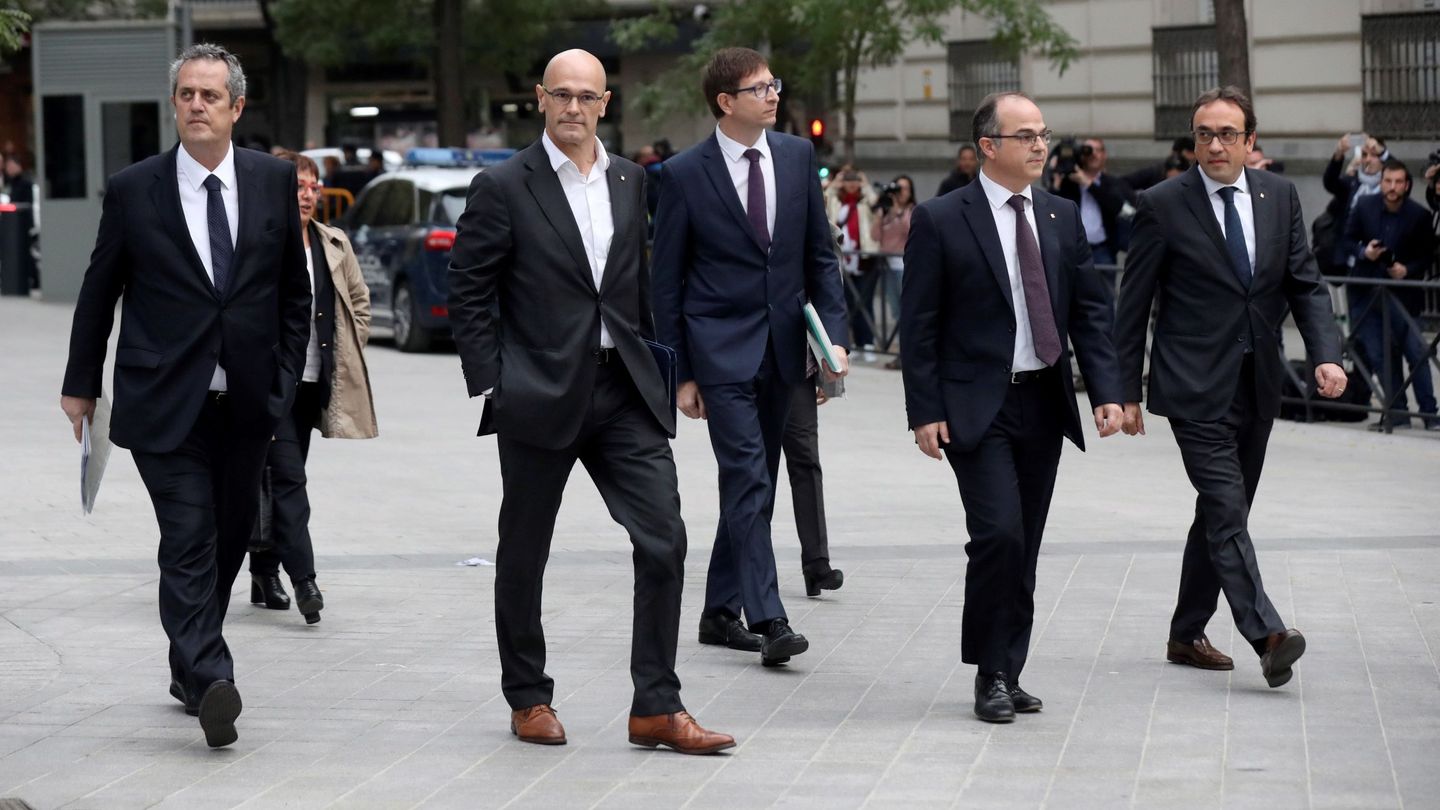 Los exmiembros del Govern Joaquim Forn, Raül Romeva, Jordi Turull y Josep Rull, todos encarcelados. (EFE)