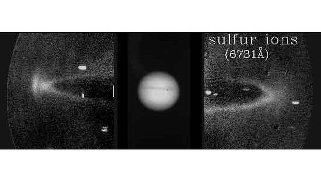 Imagen del toroide de plasma en Júpiter, formado por partículas ionizadas de azufre procedentes de Io