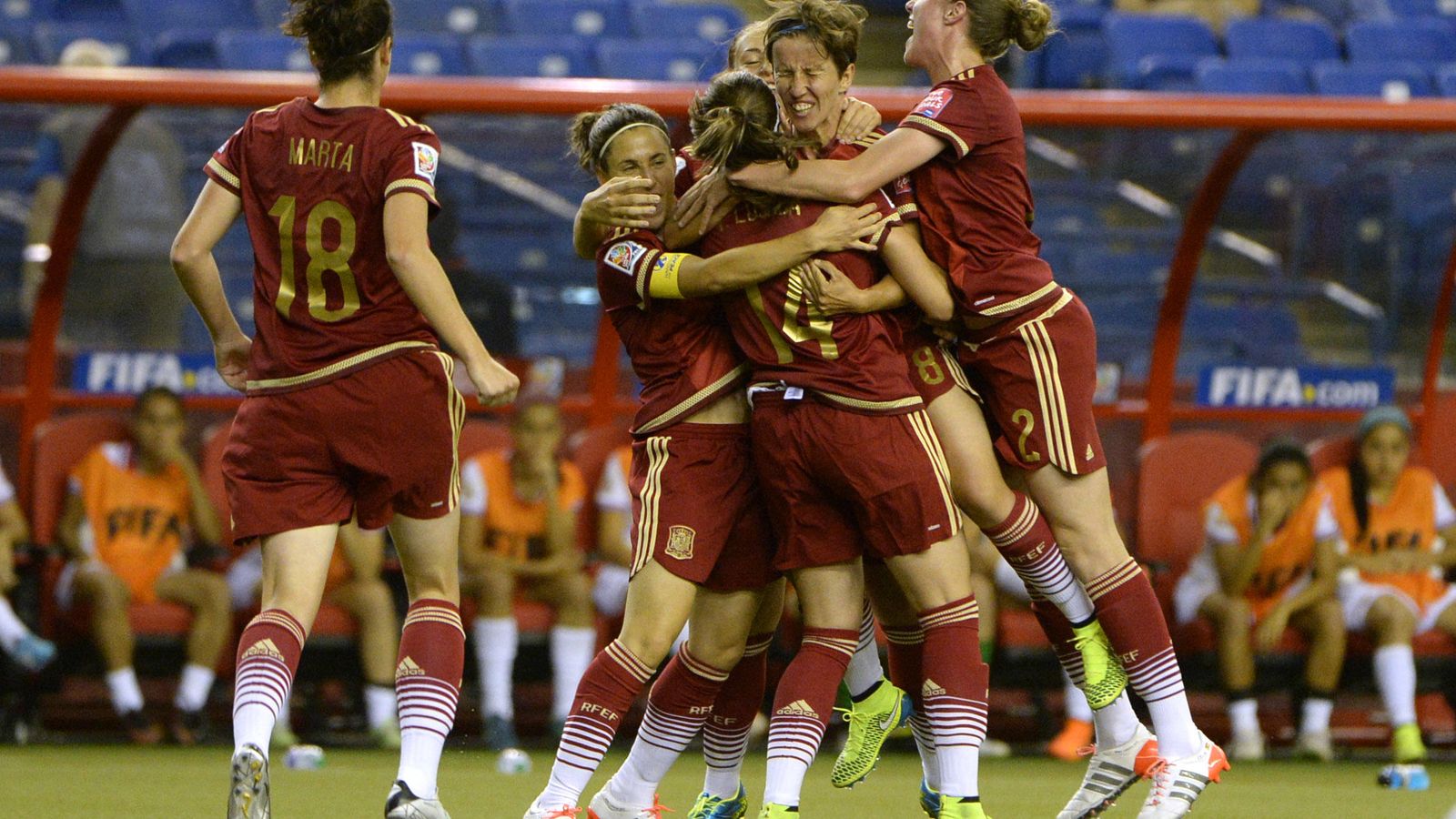 Foto: La selección española celebra su gol ante Costa Rica (Reuters). 