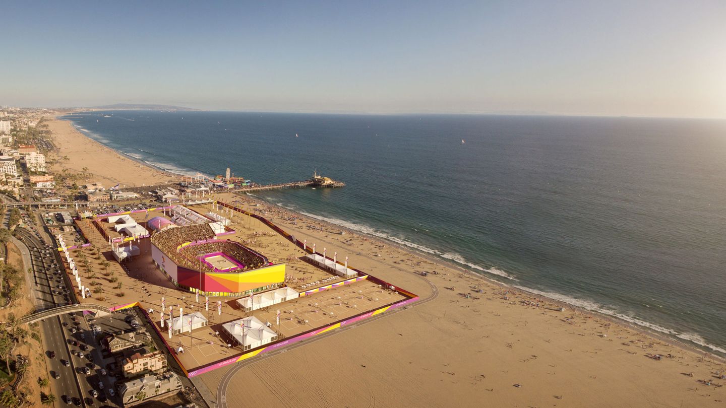 Instalación deportiva en Santa Monica Beach, Los Ángeles. (Reuters)
