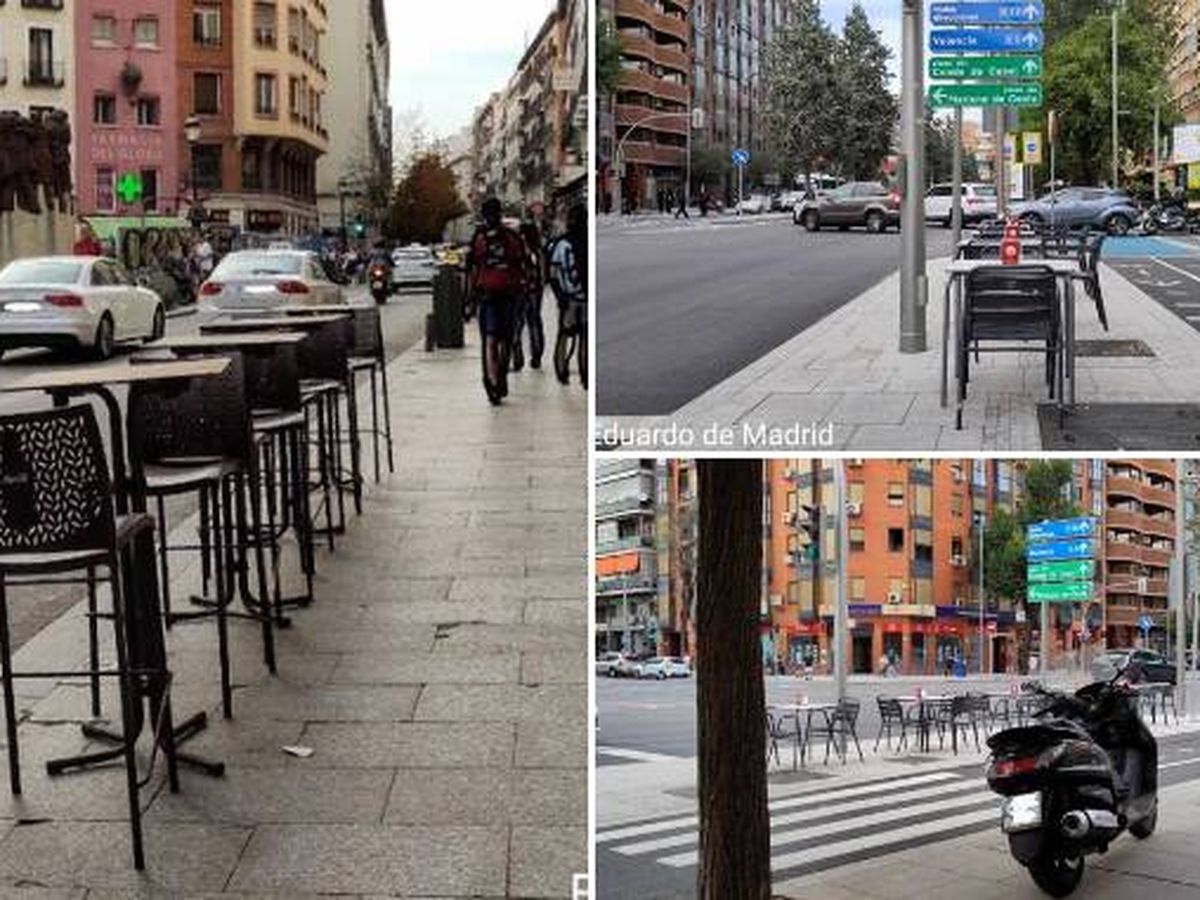 Foto: las redes se quejan de la localización de las terrazas de bares en Madrid. (Twitter)