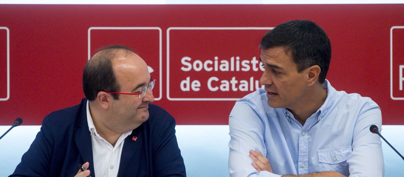 El secretario general del PSOE, Pedro Sánchez, y el primer secretario del PSC, Miquel Iceta. (EFE)