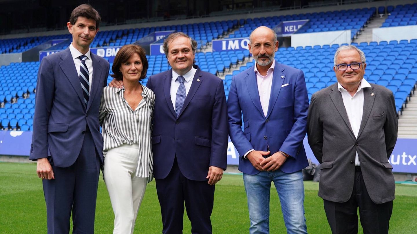 Los presidentes y la presidenta de Alavés, Eibar, Real Sociedad, Athletic y Osasuna, en Anoeta (Foto Real Sociedad)
