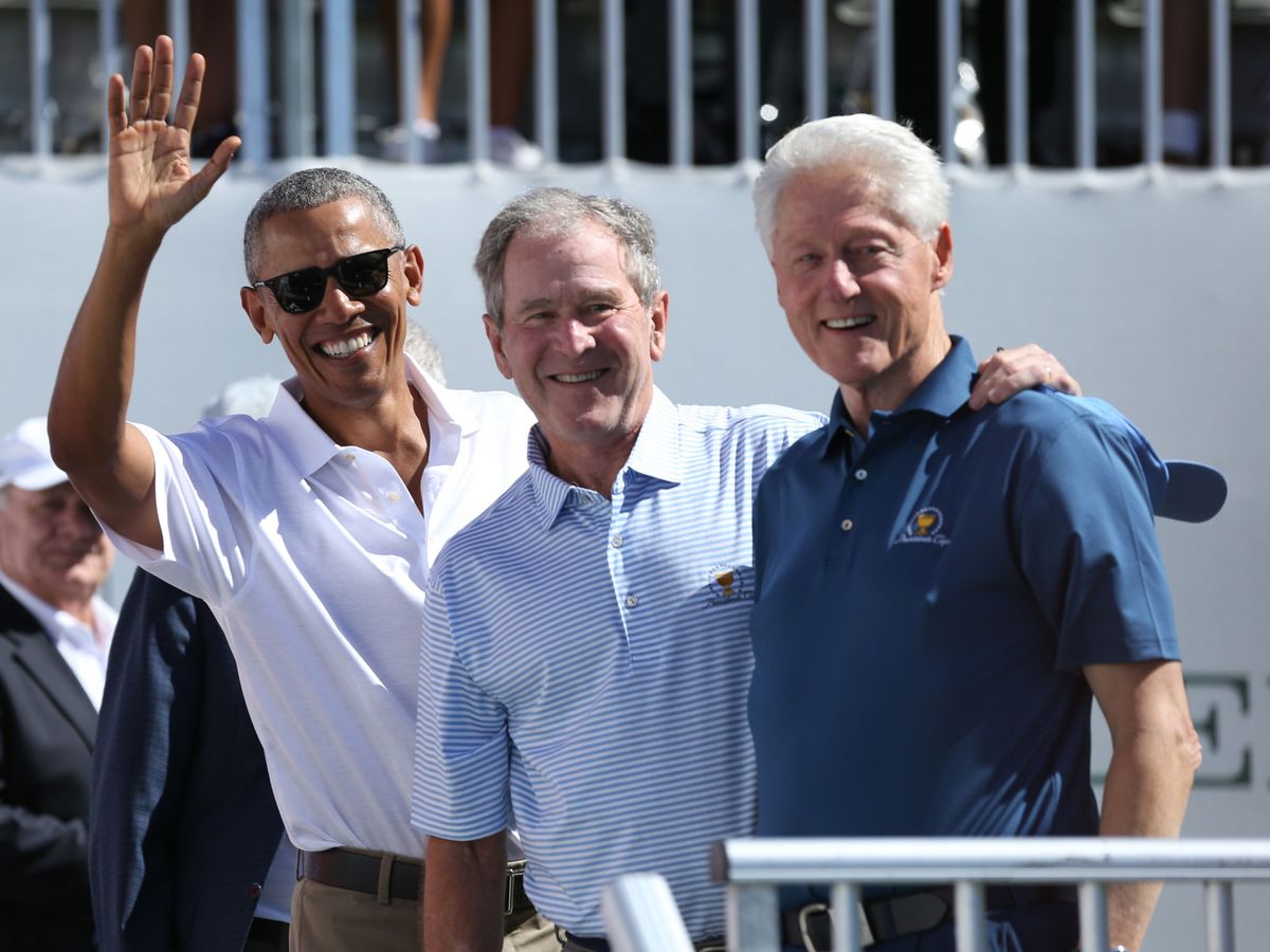 Foto: Barack Obama, George W. Bush y Bill Clinton, unidos frente a la pandemia (Bill Streicher-USA TODAY Sports)
