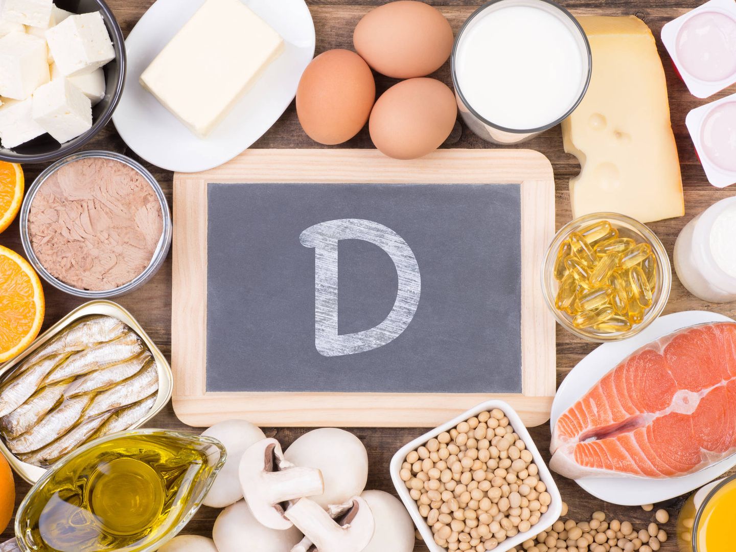 Alimentos ricos en vitamina D.