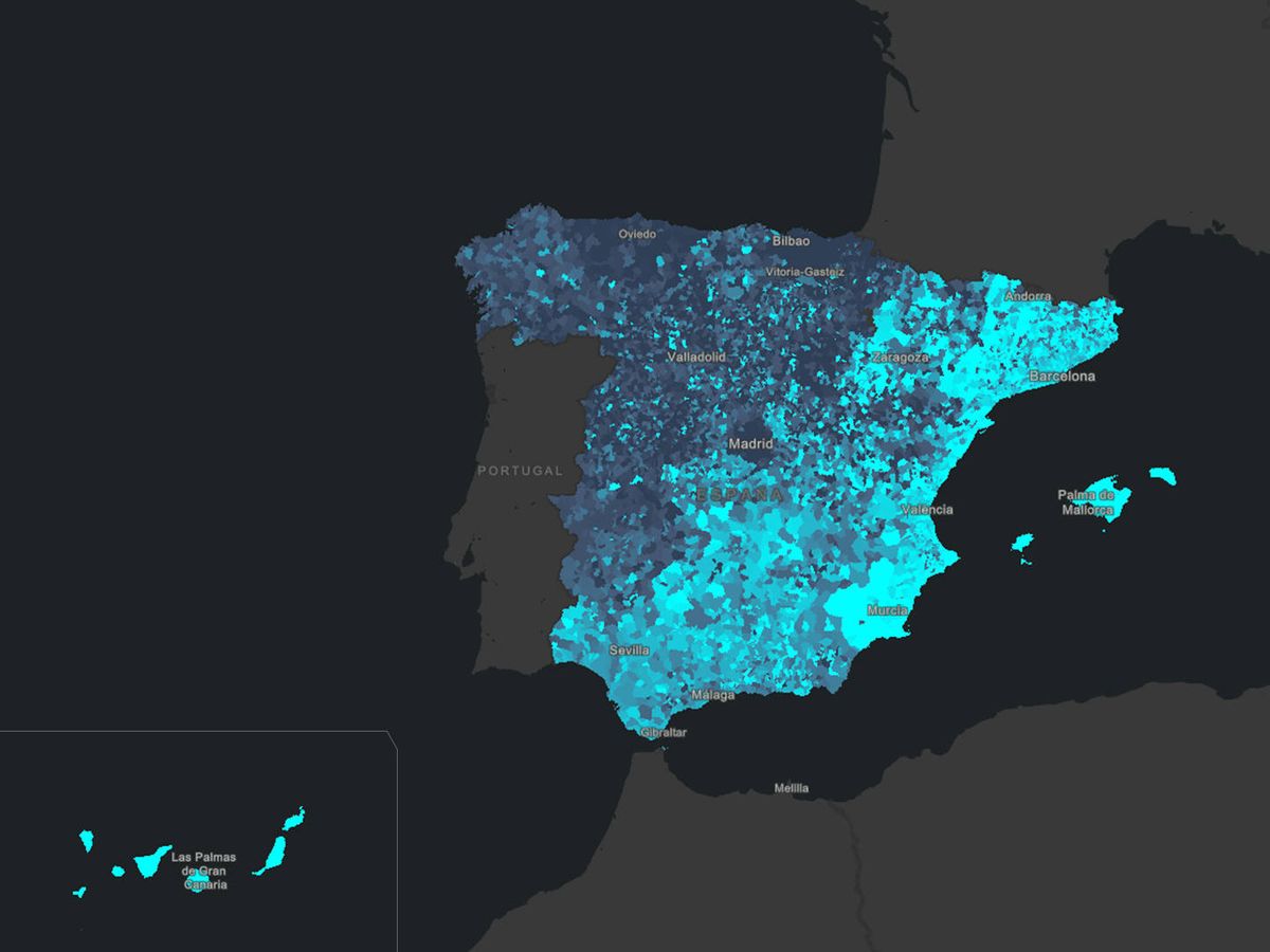 Foto: El consumo de agua mineral por municipios en España. (ESRI / EC)