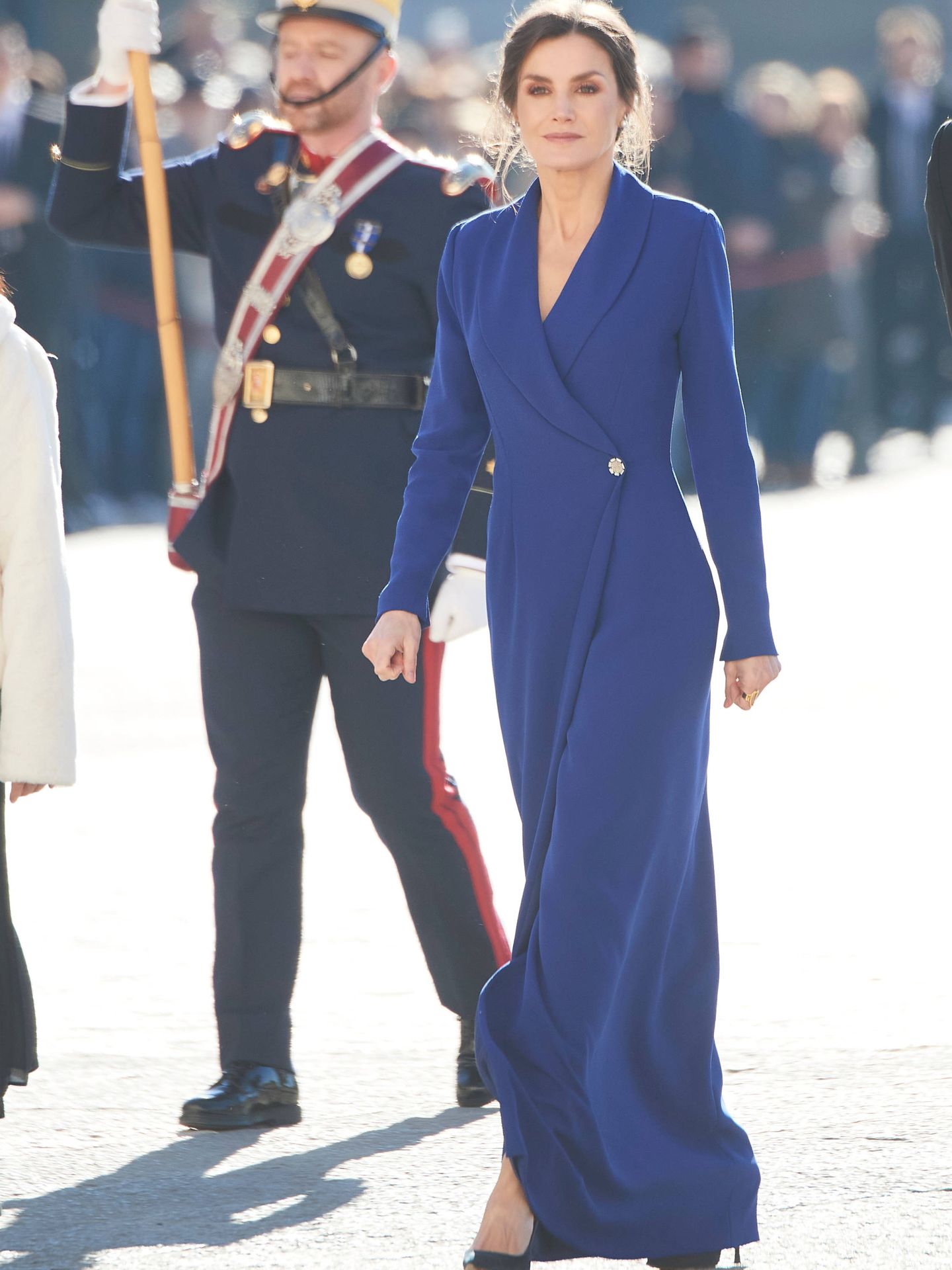 La reina Letizia, en la Pascua Militar, la última vez que lució un Felipe Varela. (Limited Pictures)