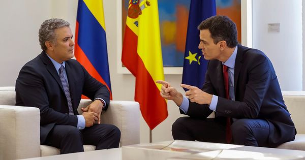 Foto: Pedro Sánchez recibe a Iván Duque el pasado 6 de julio, antes de que este tomara posesión como presidente de Colombia. (EFE)