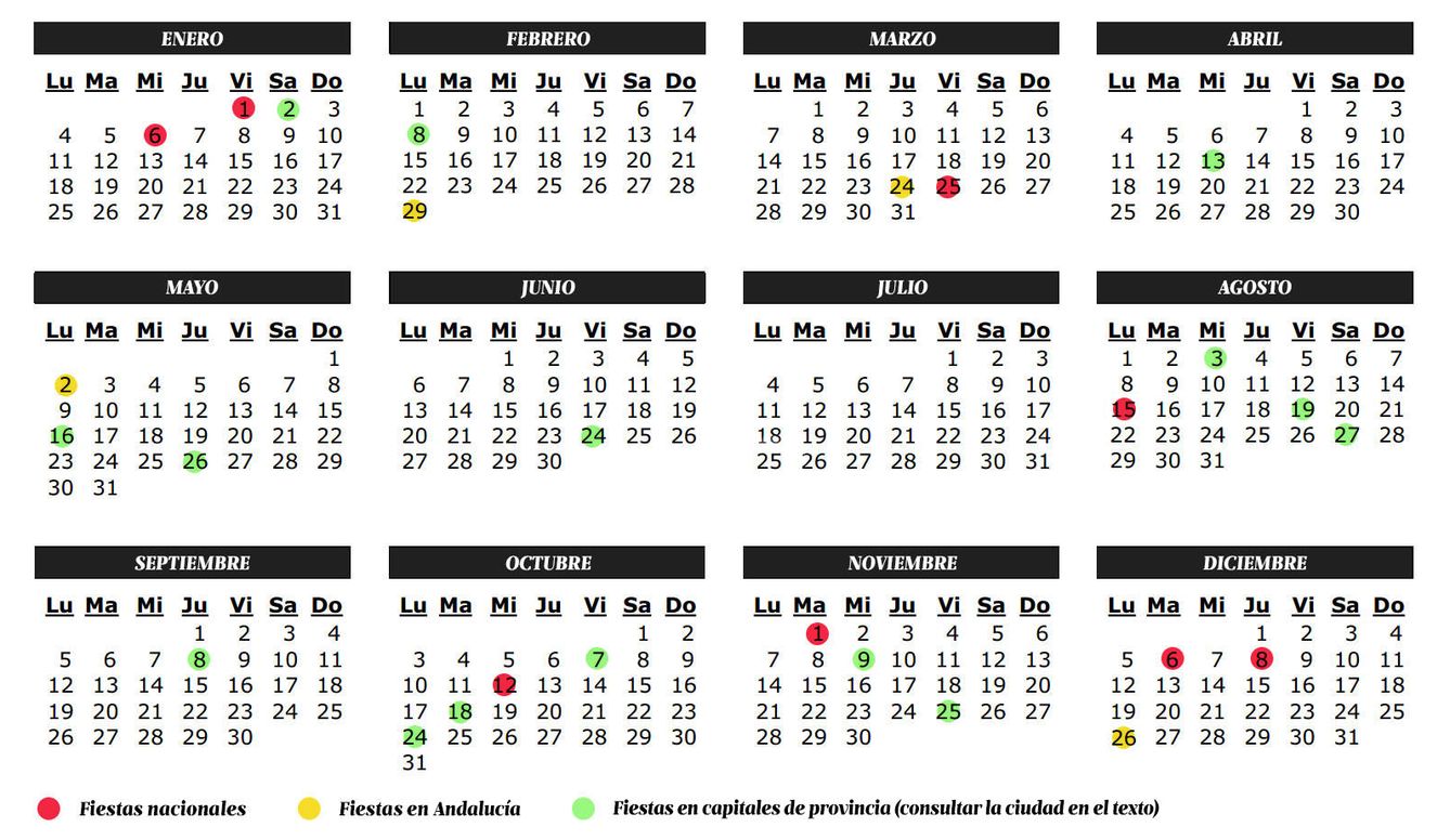 Foto: Calendario laboral 2016 de Andalucía y capitales de sus provincias (Daniel Muñoz/Carmen Castellón)