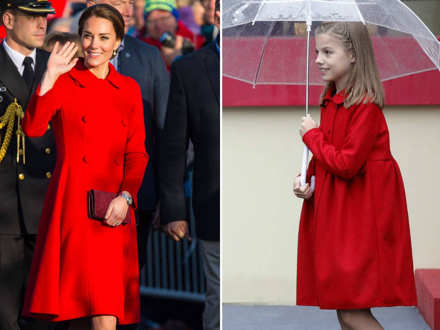 Kate y la infanta Sofía con abrigos de Carolina Herrera