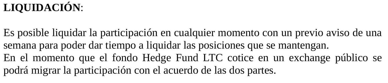Extracto del contrato entre Miguel Pavón Besalú y sus inversores.