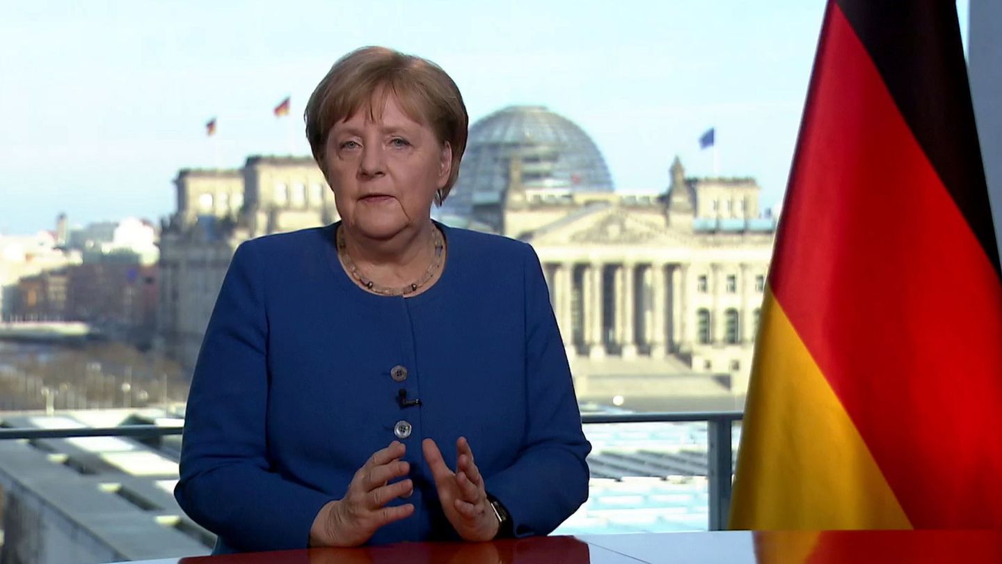 Angela Merkel, canciller alemana, durante un discurso este miércoles. (EFE)