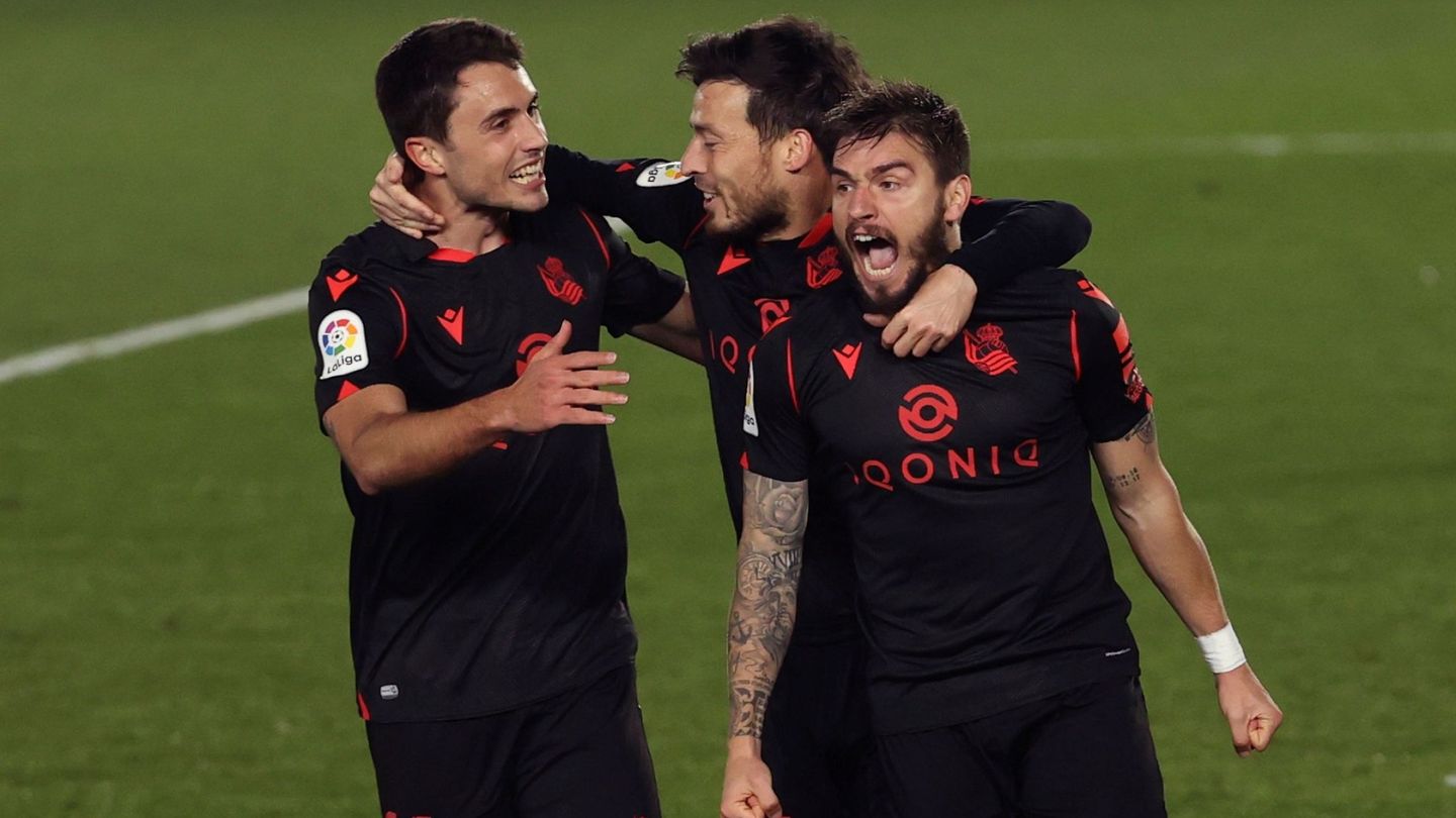 Portu celebra el gol de la Real Sociedad. (EFE)