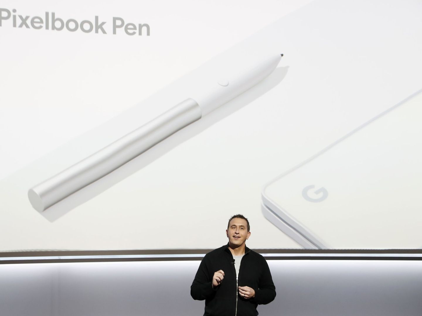 Google product manager Matt Vokoun speaks about the Pixelbook Pen during a launch event in San Francisco, California, U.S. October 4, 2017. REUTERS Stephen Lam