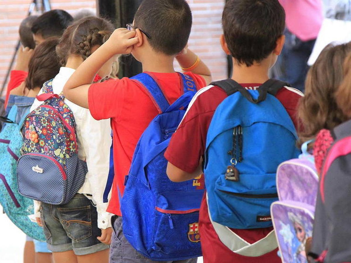 Foto: Varios niños hacen cola para entrar en el colegio. (EFE)