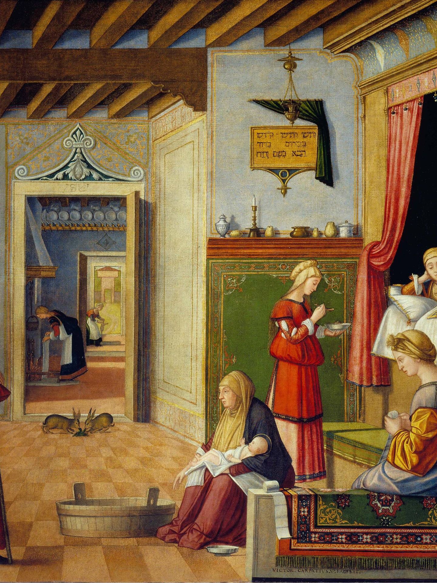 'Nacimiento de la Virgen', óleo sobre lienzo de Vittorio Carpaccio.