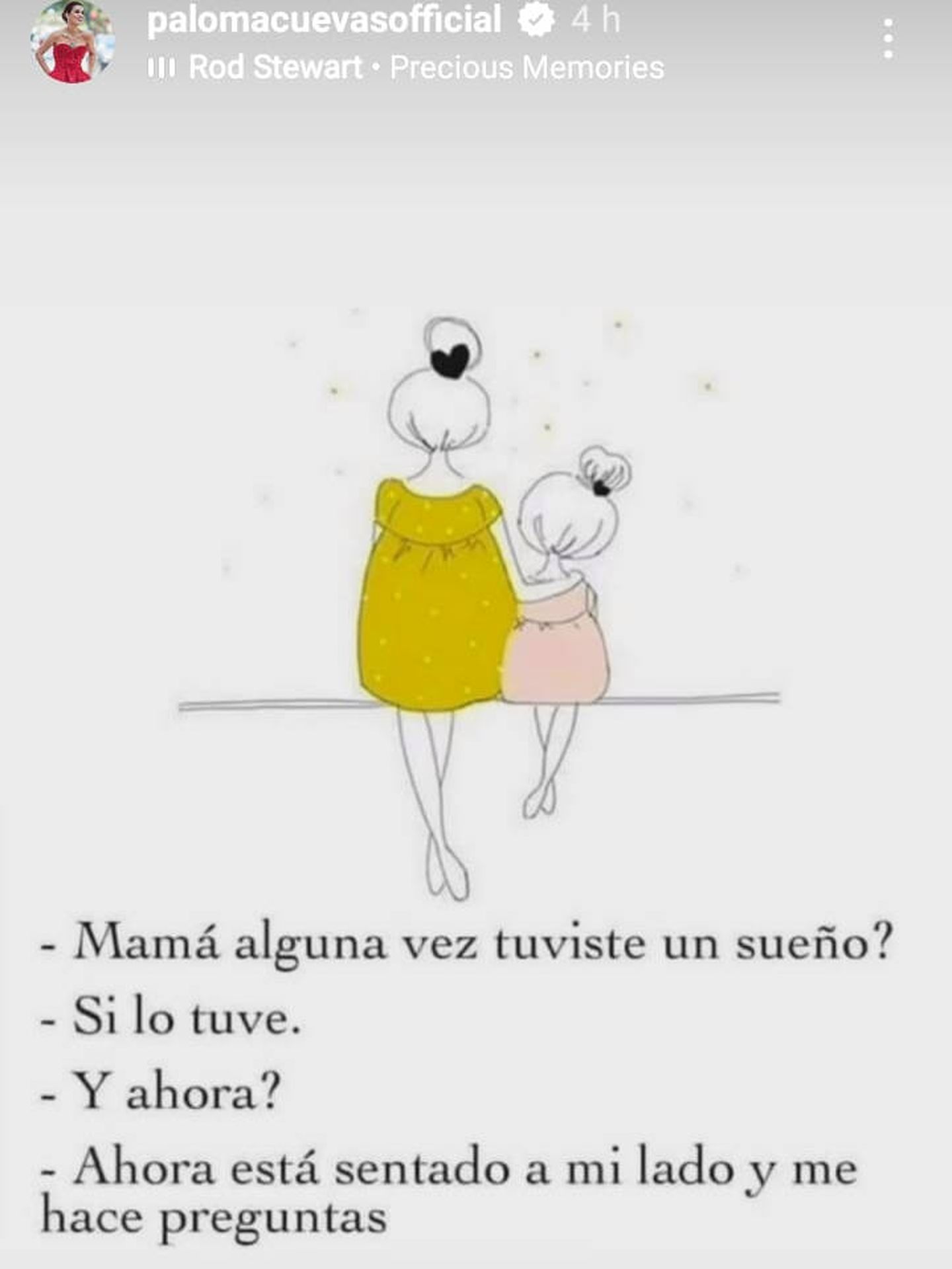 Una historia muy bonita sobre la relación entre una madre y una hija publicada por Paloma Cuevas. (Instagram/@palomacuevasofficial)