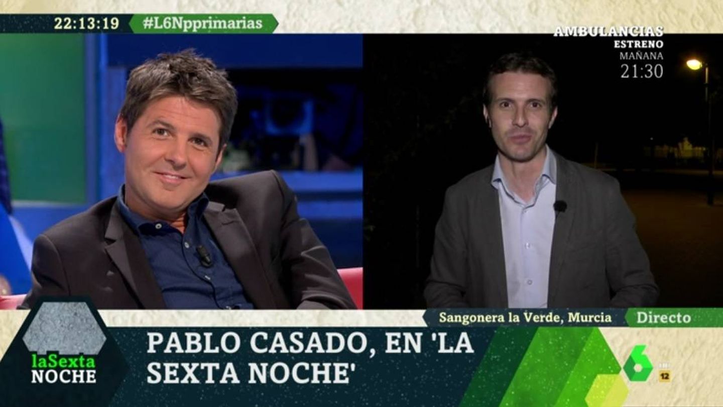 Jesús Cintora y Pablo Casado, en 'La Sexta Noche'. (Atresmedia)