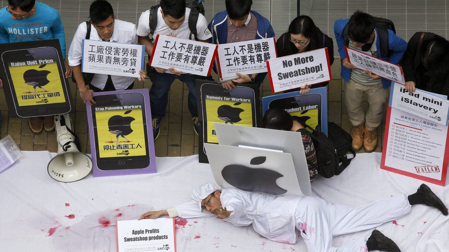 Protesta contra Apple en China. (EFE)