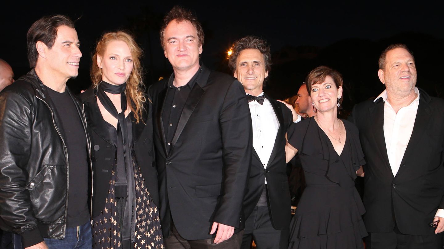 Weinstein junto a Uma Thurman, Tarantino y John Travolta. (Gtres)