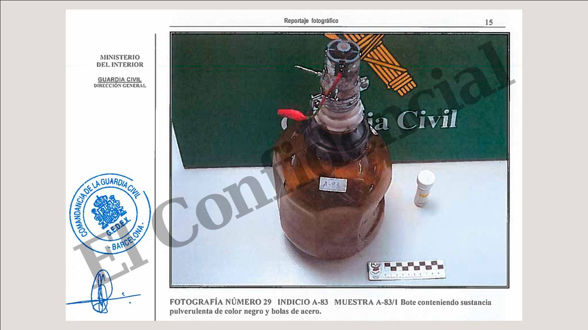 Las imágenes del laboratorio de los CDR: nitrato, termita, granada de mortero y ácido