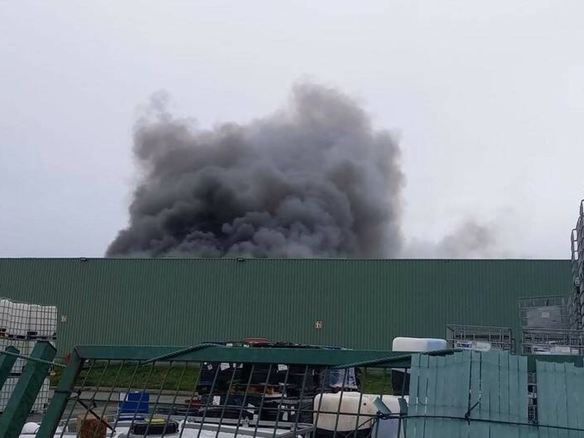 Foto: Incendio en la planta de Sogarisa en As Somozas (A Coruña). (Europa Press)