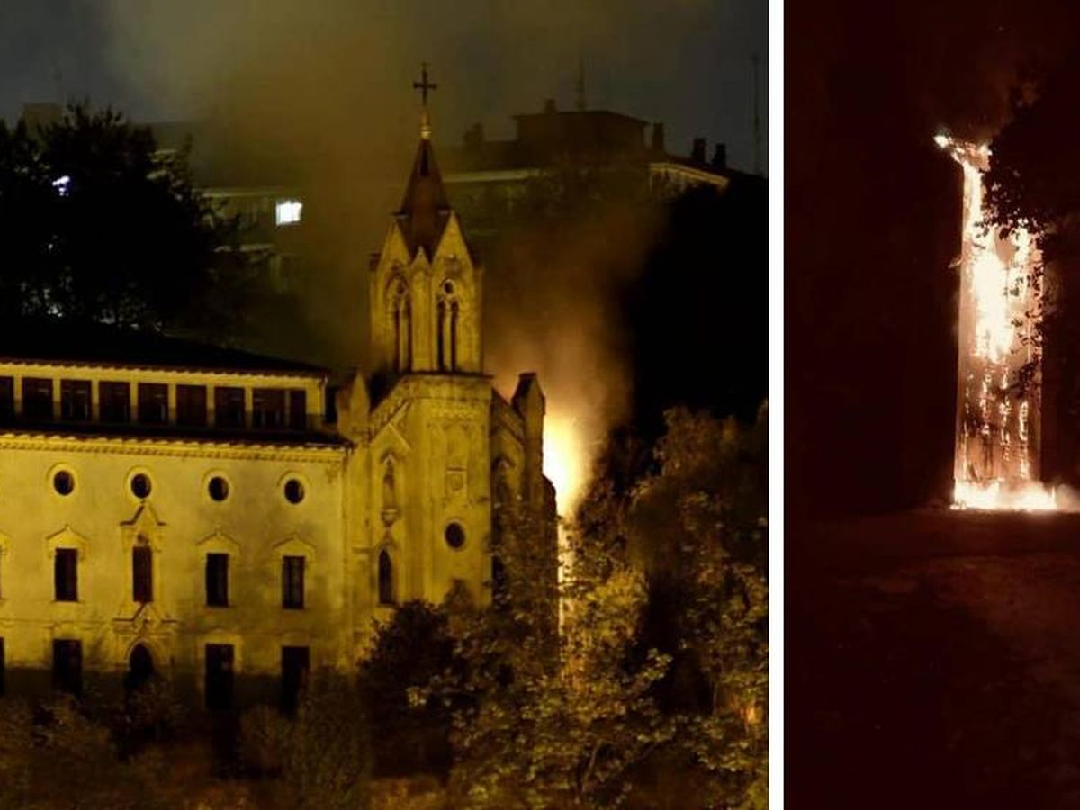 Foto: Imagen del 'gaztetxe' de Portugalete, en llamas (Foto: Sastraka)