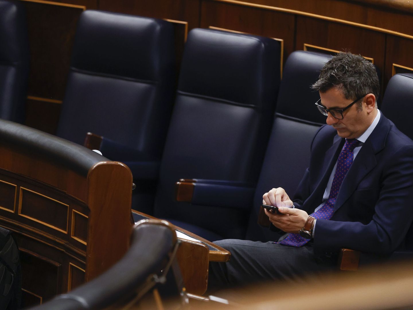 El ministro de Presidencia, Félix Bolaños, ayer en el Congreso.