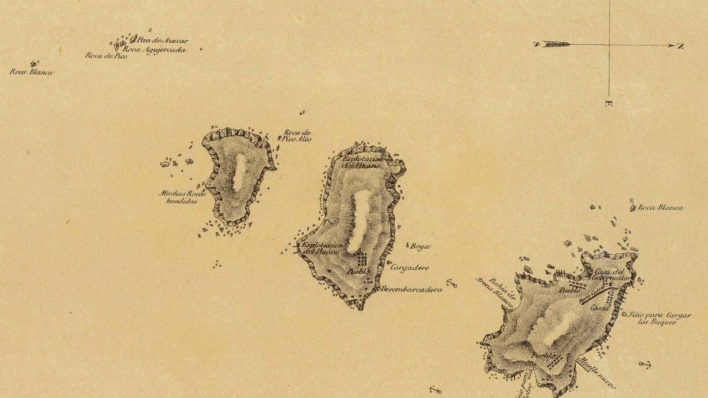 Mapa de las islas Chincha de 1865.