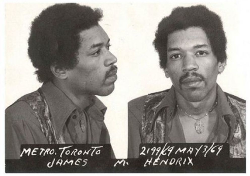 Foto: Jimi Hendrix fichado por la policía