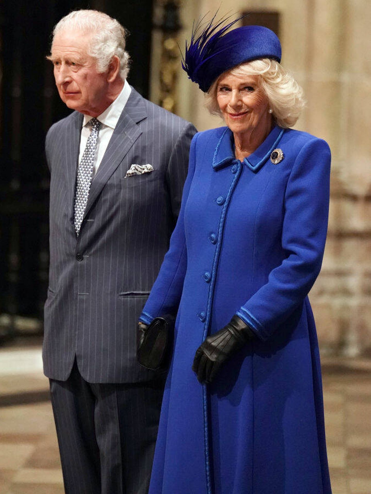 Camila Parker Bowles y Carlos III, en el servicio religioso por el día de la Commonwealth. (Getty Images)