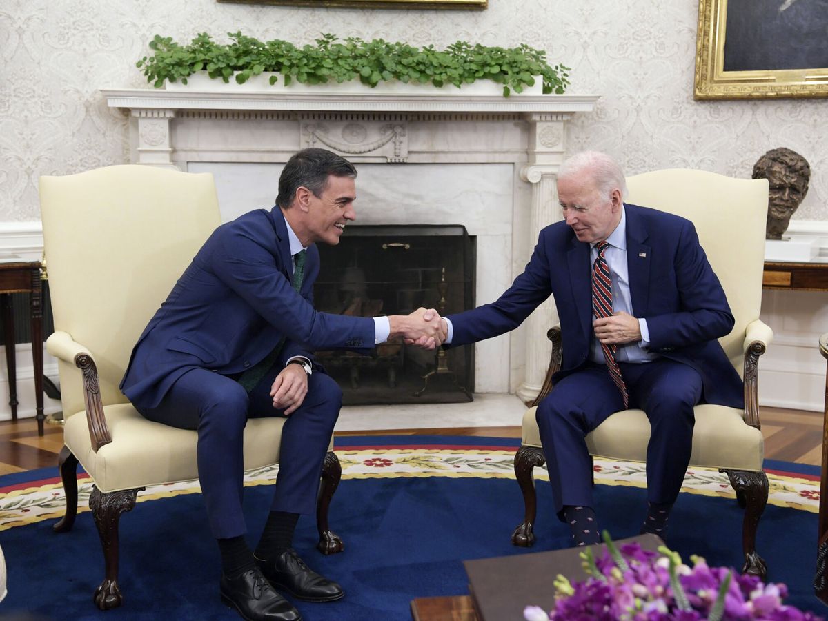 Foto: Pedro Sánchez con Joe Biden. (EFE/Lenin Nolly)