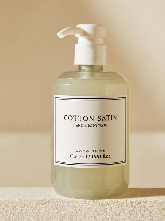 Jabón de manos y cuerpo Cotton Satin, de Zara Home. (Cortesía)