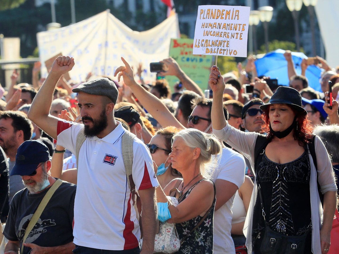 Manifestación de negacionistas en Madrid en agosto de 2020 