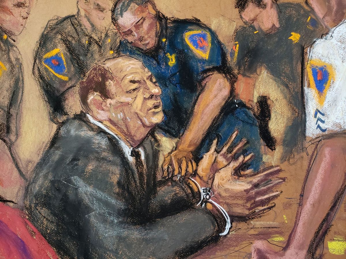 Foto: Ilustración del momento en el que Weinstein es declarado culpable en el juicio. (Reuters)
