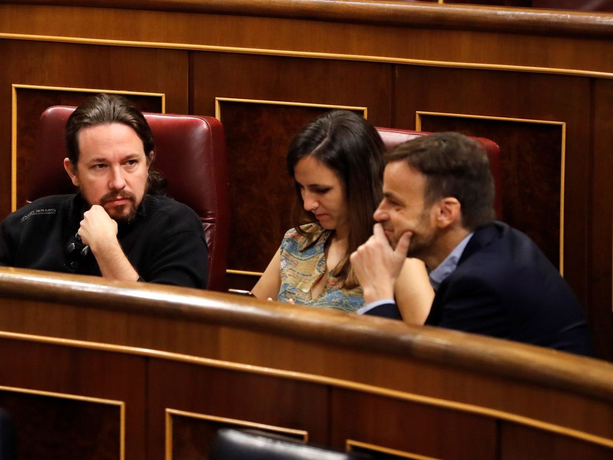 Foto: Iglesias, Belarra y Asens, en el Congreso. (EFE/ Ballesteros) 