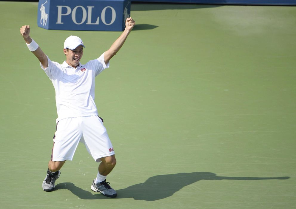 Foto: Nishikori celebra su clasificación para la final del US Open (EFE).