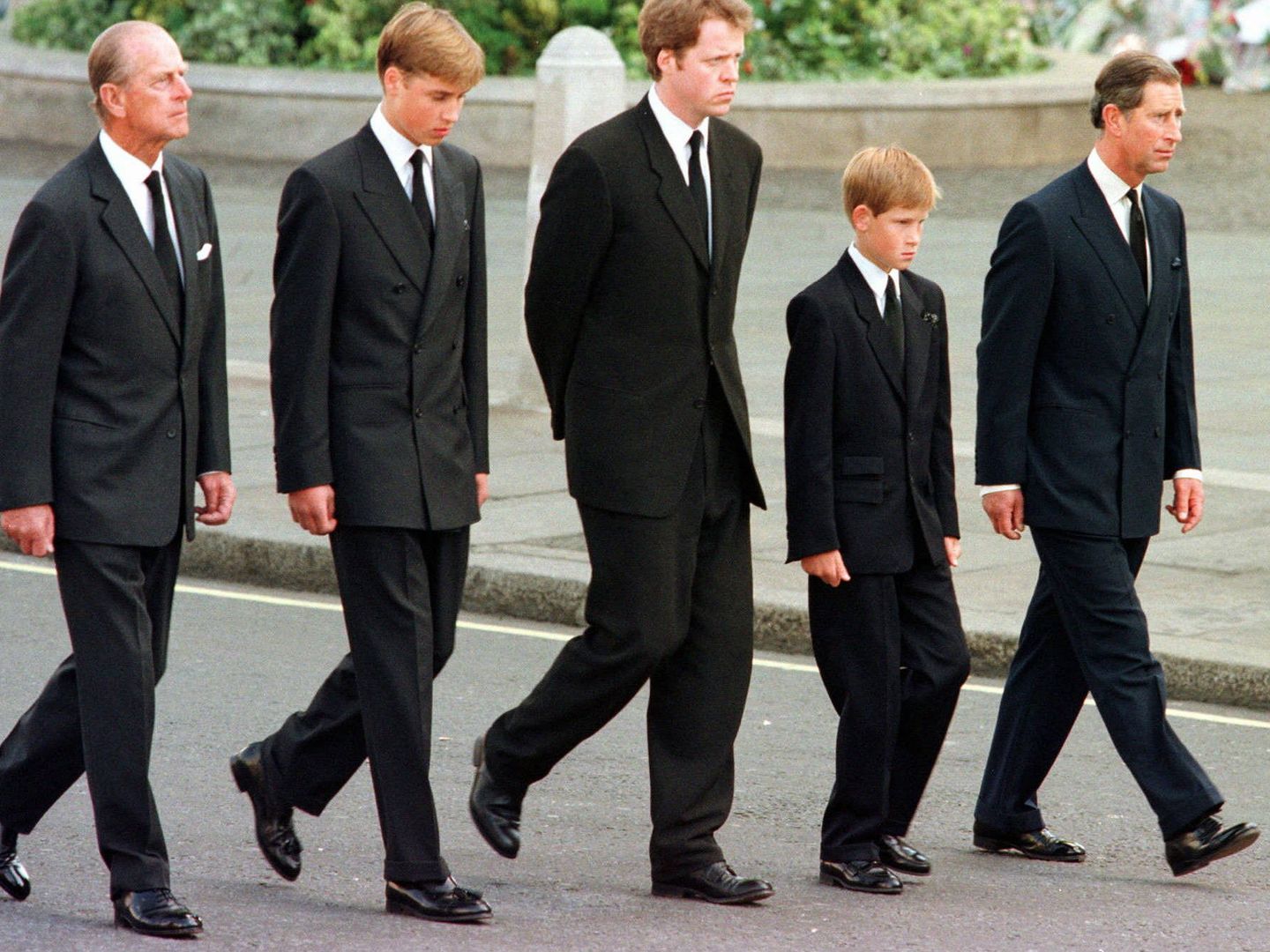  En el funeral de Diana de Gales, en 1997. (Getty)