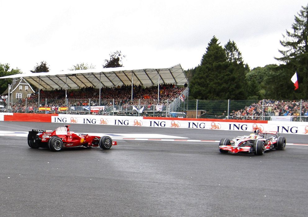 Foto: Raikkonen y Hamilton en Spa-Francorchamps aquella temporada de 2008.