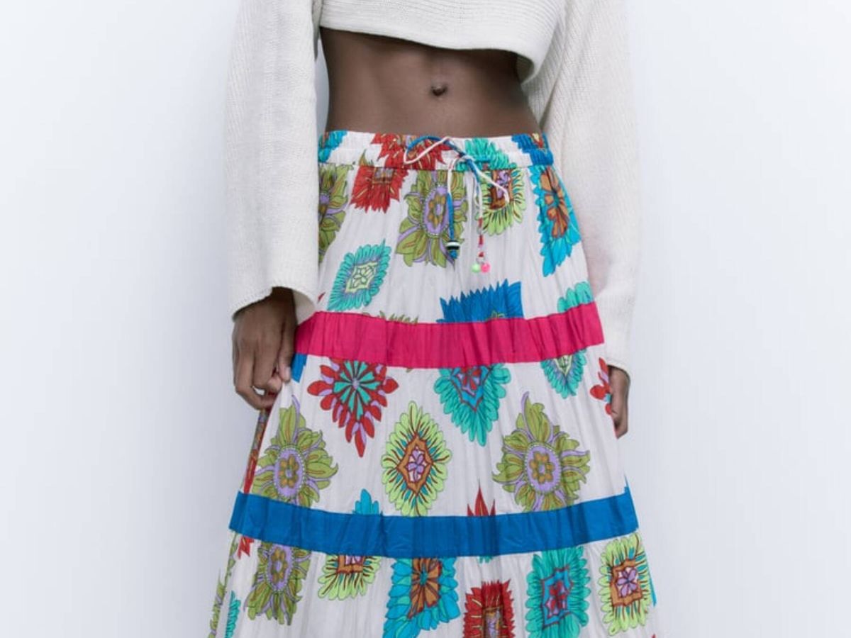 Foto: La falda larga de estilo boho-chic de Zara. (Cortesía)