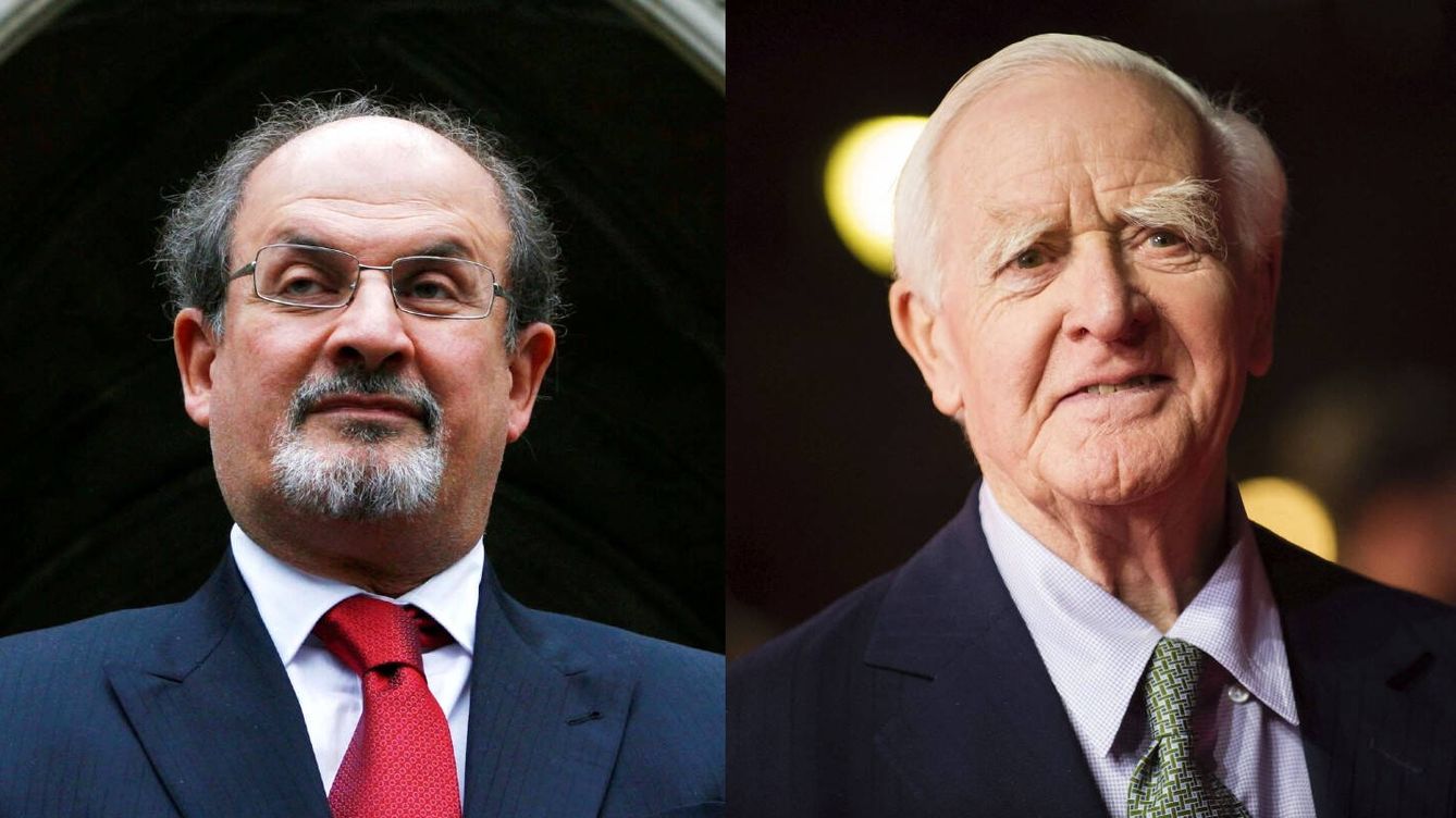 Foto: Salman Rushdie y John Le Carré. (Reuters)