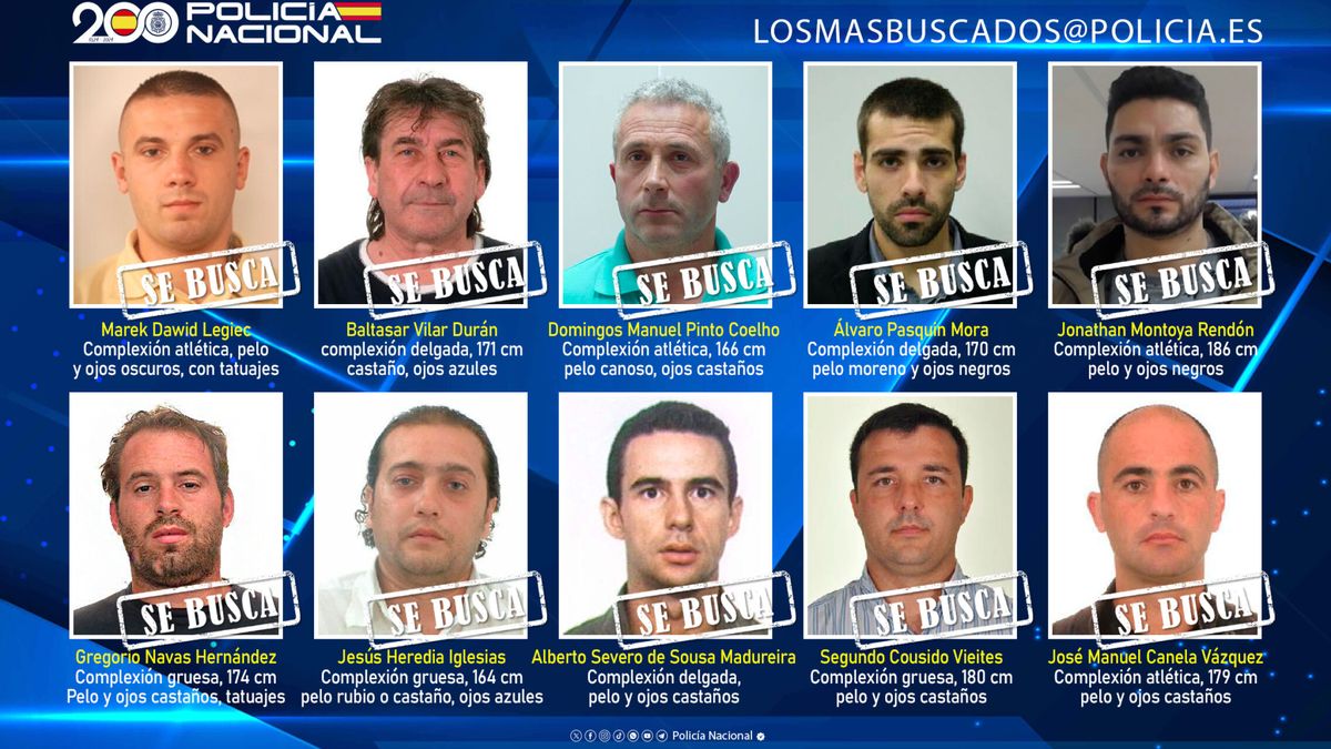  La lista de los diez fugitivos más buscados por la Policía en España